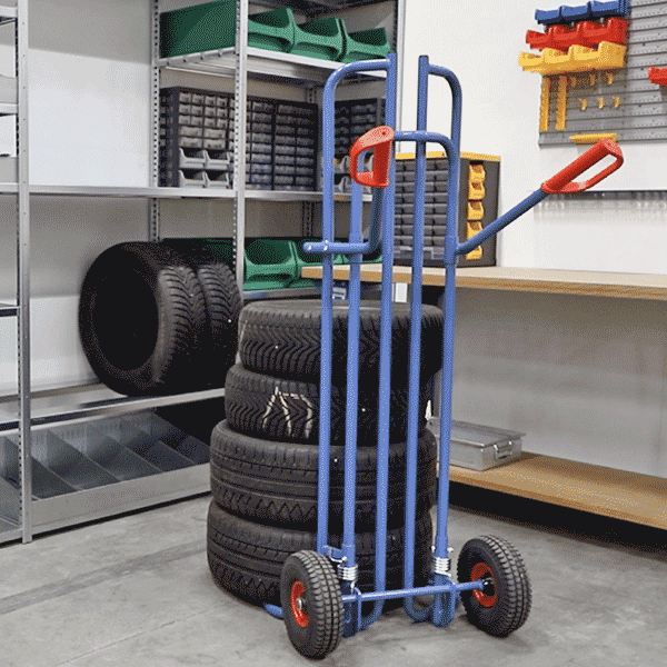 Tyre hand truck with tyres