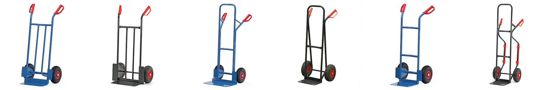 Various hand trucks lined up